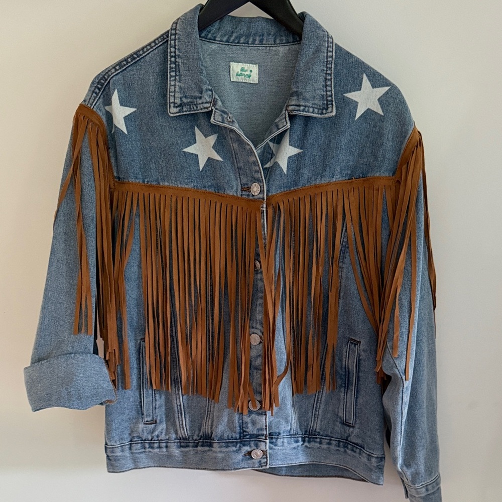 Denim Fringe Star Jean Jacket